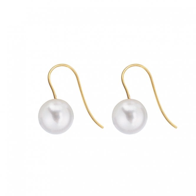 ORA ARCHI Large White Pearl Hook Earrings - 9ct Yellow Gold