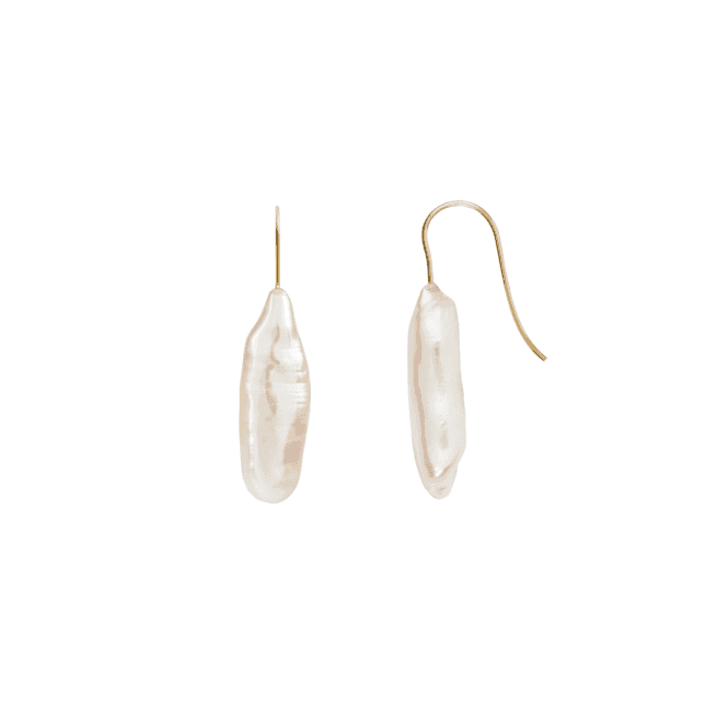 ORA ARCHI Long Baroque Pearl Hook Earrings - 9ct Y Gold