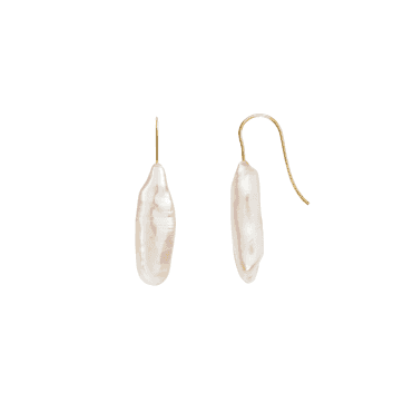 ARCHI Long Baroque Pearl Hook Earrings - 9ct Y Gold