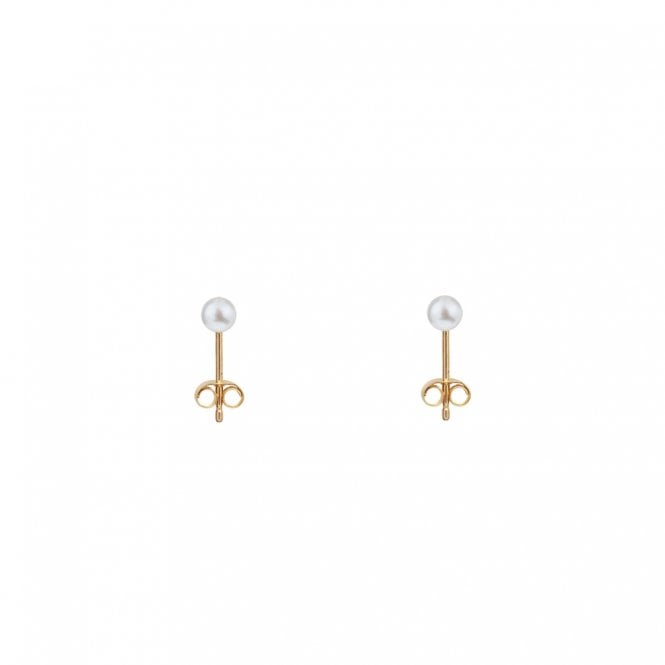 ORA Classic X Small White Pearl Studs - 9ct Yellow Gold