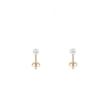 Classic X Small White Pearl Studs - 9ct Yellow Gold