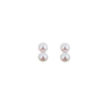 DUA Small White Pearl Studs - 9ct Yellow Gold