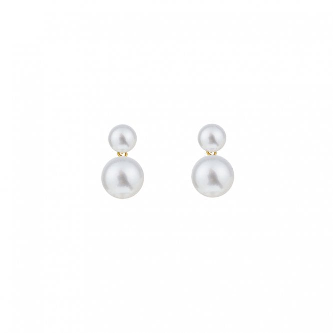 ORA DUET Small White Pearl Stud - 9ct Yellow Gold