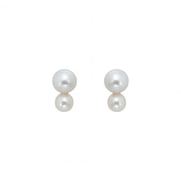 PLUA Medium White Pearl Studs - 9ct Yellow Gold