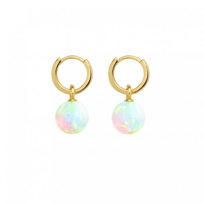 ORA Sea Opal 8mm Hoop Earrings - 14ct Gold Vermeil