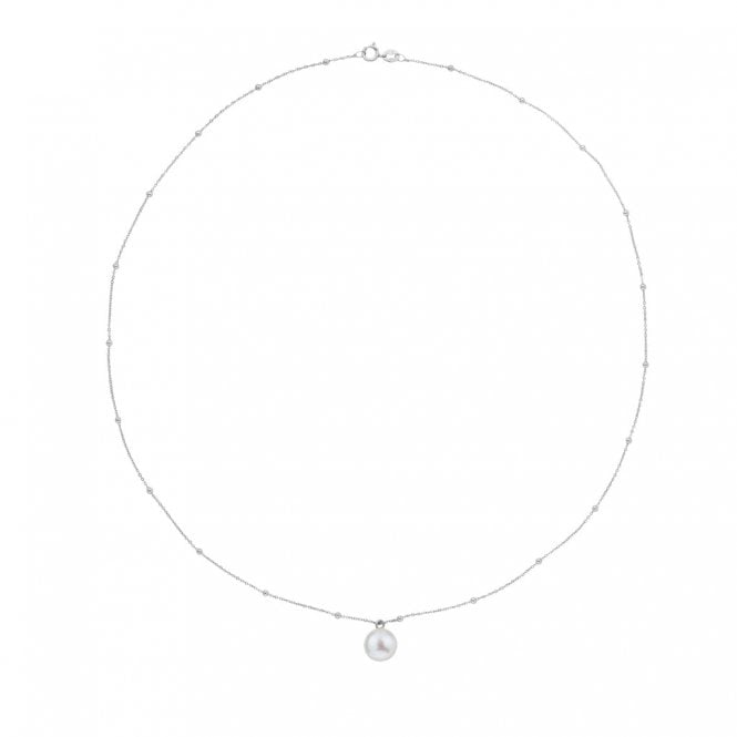 ORA SPHERA Beaded Fine Chain Pearl Necklace - 925 Sterling Silver