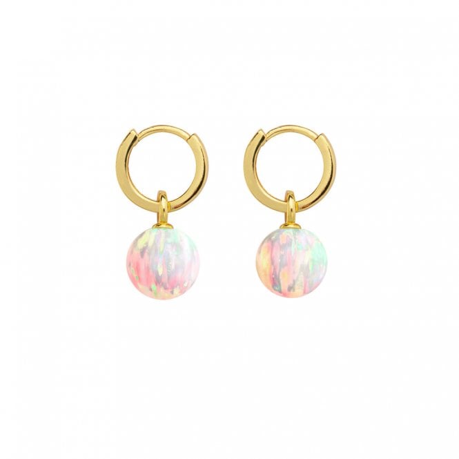 ORA Sun Opal 8mm Hoop Earrings - 14ct Gold Vermeil