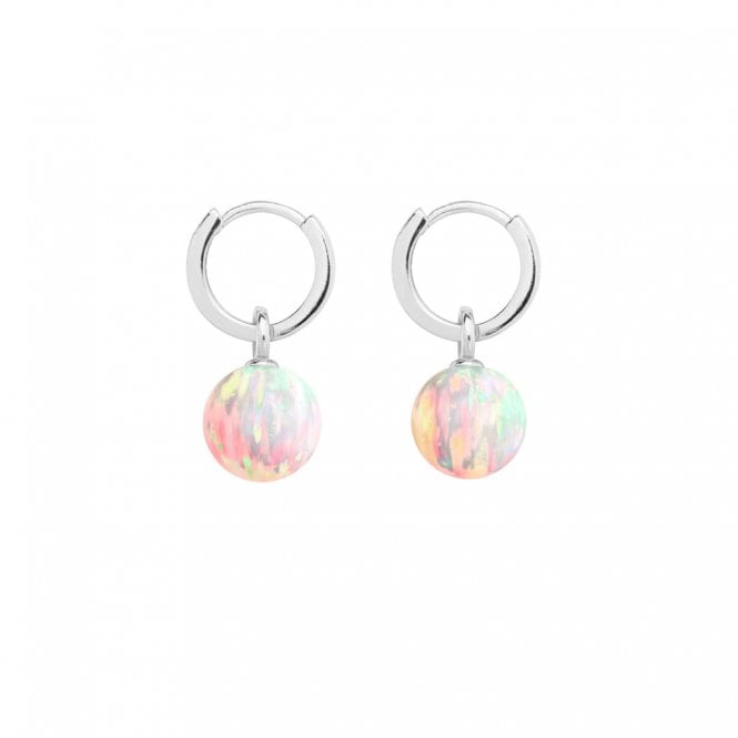ORA Sun Opal 8mm Hoop Earrings - 925 Sterling Silver