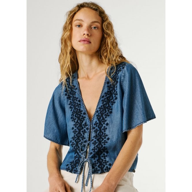 Pepe Cleo Embroidered Tencel Blouse