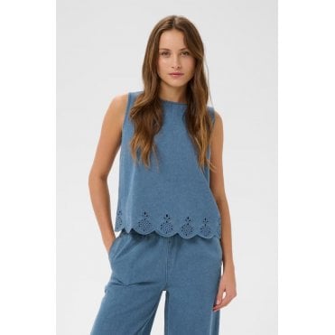RozlynnSZ Denim Eyelet Detail Blouse