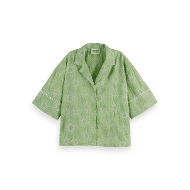 Cotton Linen Embroidered Short Sleeve Shirt