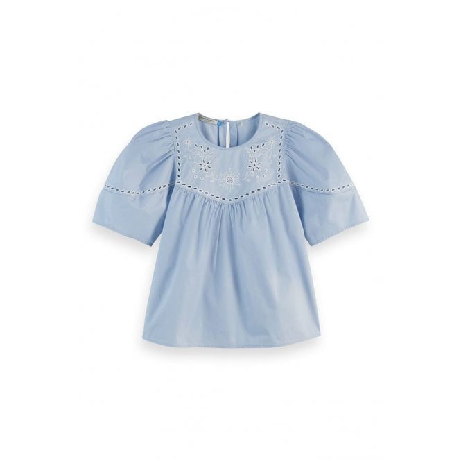 Scotch & Soda Cotton Twill Embroidered Top