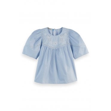 Cotton Twill Embroidered Top