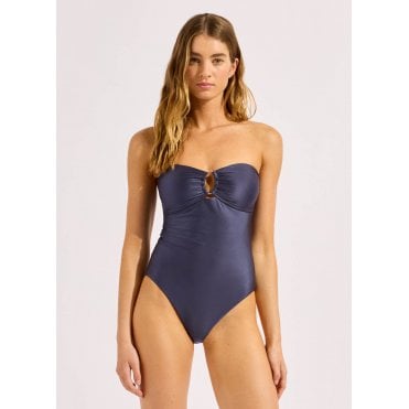Ring Front Bandeau One Piece Swimsuit