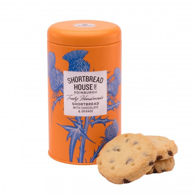Shortbread House of Edinburgh 140g Tin of Truly Handmade Shortbread Biscuits with Dark Chocolate & Orange