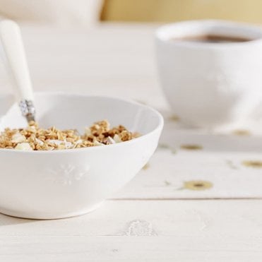 Bees White Stoneware Dessert Bowl