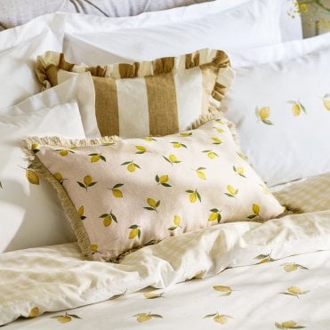 Lemons Linen Rectangular Cushion
