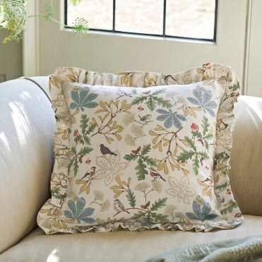 Orchard Birds Frill Edge Cushion