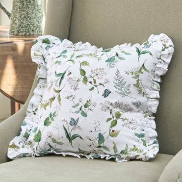 Wild Floral Frill Edge Cushion