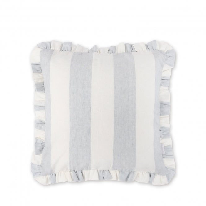 Sophie Allport Witham Blue Stripe Frill Edge Cushion