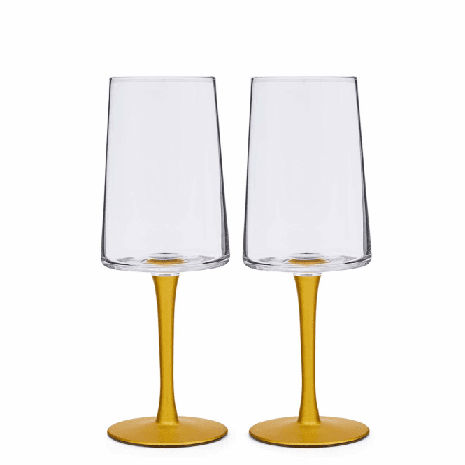 Spode Creatures of Curiosity Gold Stem Wine Glasses - Set of 2