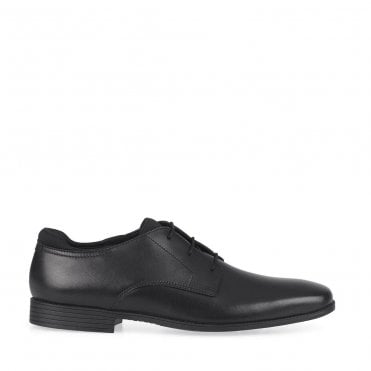 Academy Black leather boys primary lace-up school shoes