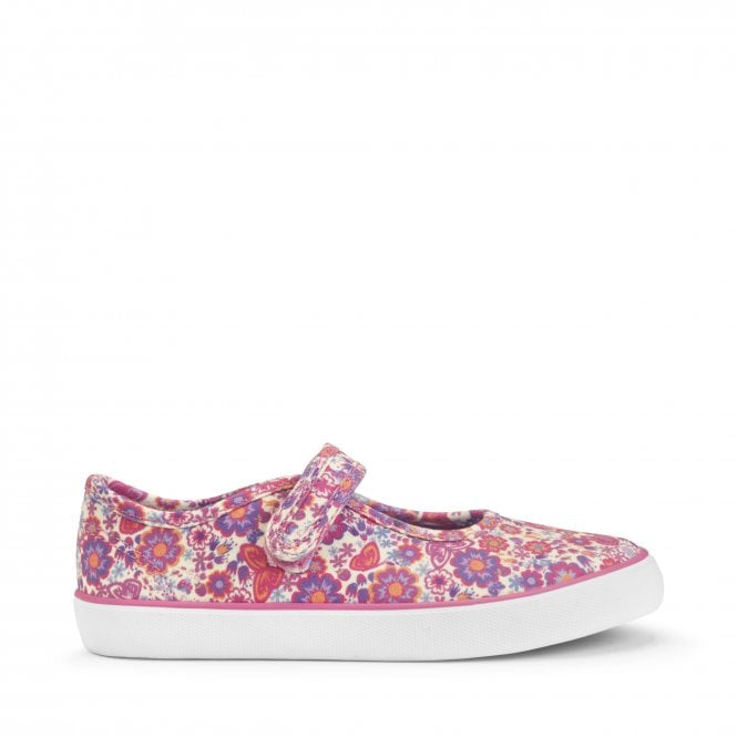 Start Rite Busy Lizze floral girls single bar rip-tape canvas shoes