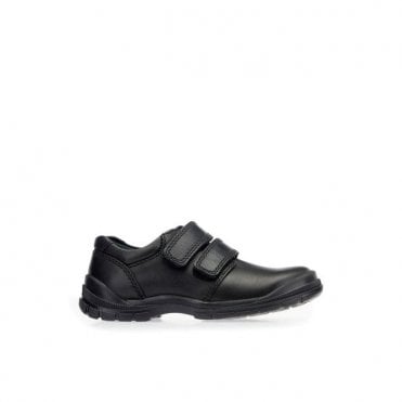Engineer Black leather boys rip-tape school shoes