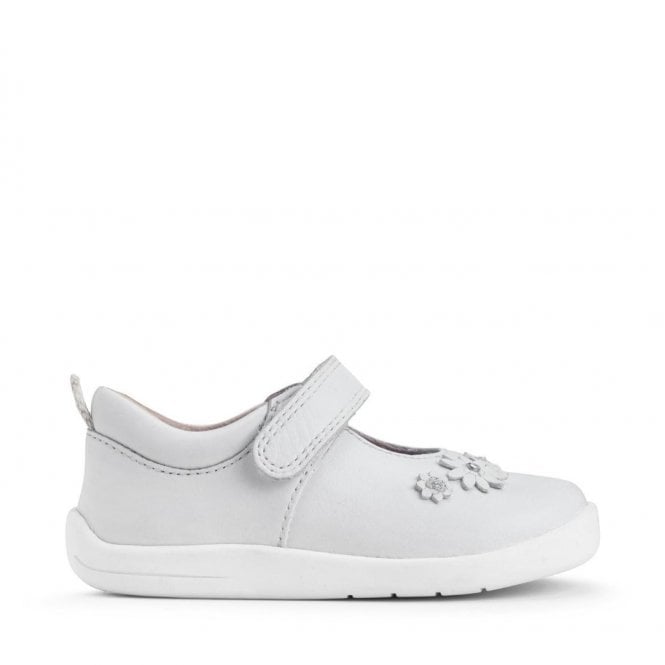 Start Rite Faire Tale White Leather Girls Rip-Tape First Walking Shoes