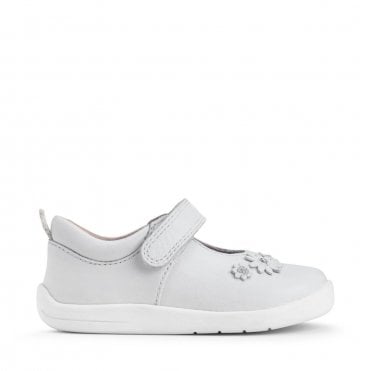 Faire Tale White Leather Girls Rip-Tape First Walking Shoes