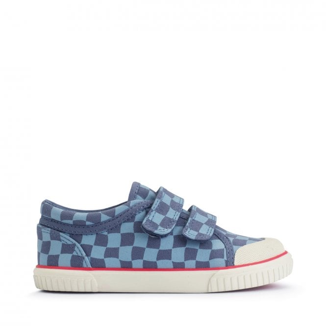 Start Rite Kicks Denim blue check kids closed rip-tape canvas shoes
