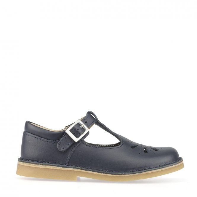 Start Rite Lottie Navy Leather Classic T-Bar Buckle Shoes