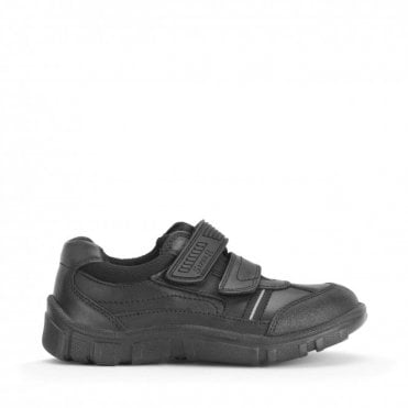 Luke Black leather boys rip-tape casual school shoes