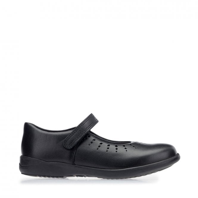 Start Rite Mary Jane Black leather girls rip-tape school shoes