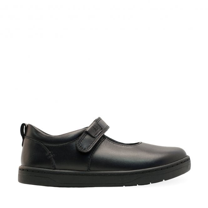 Start Rite Mystery Black leather girls rip-tape first school shoes