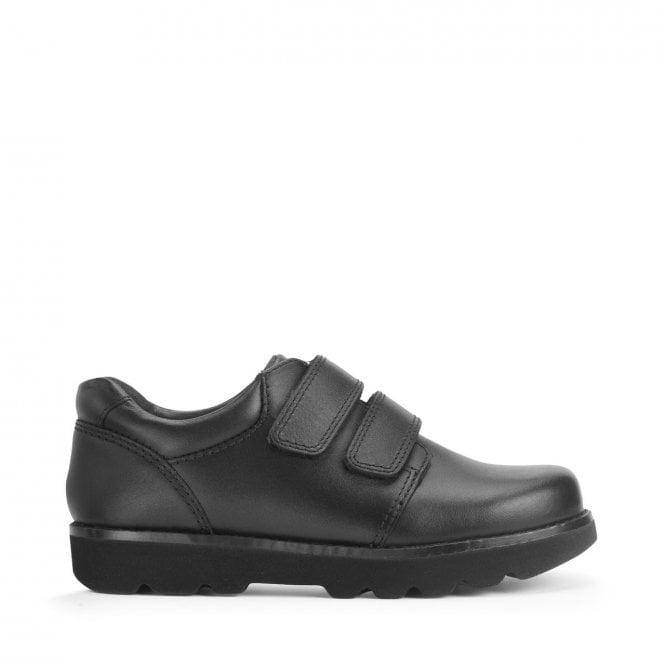 Start Rite Parker Black Leather Boys Rip-Tape School Shoes