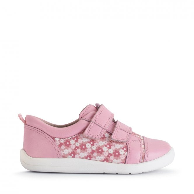Start Rite Playhouse Sugar pink leather floral rip-tape girls first walking shoes