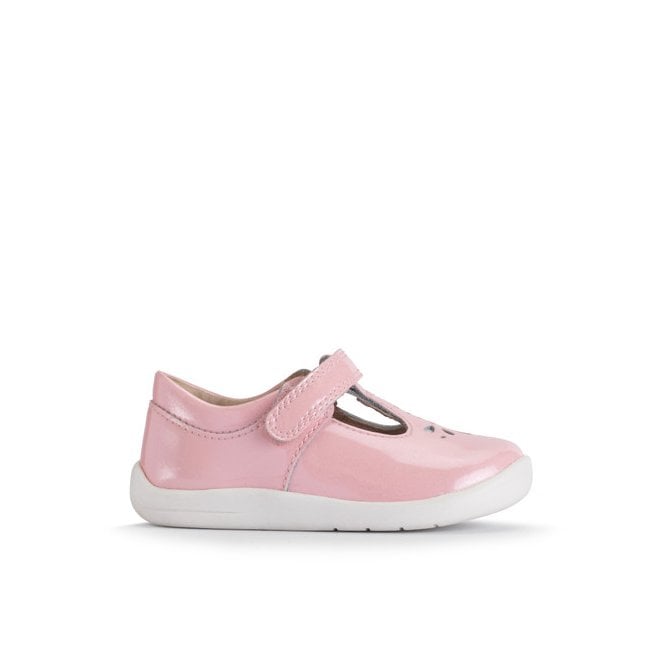 Start Rite Puzzle Sugar pink sparkle patent girls rip-tape T-bar first walking shoes