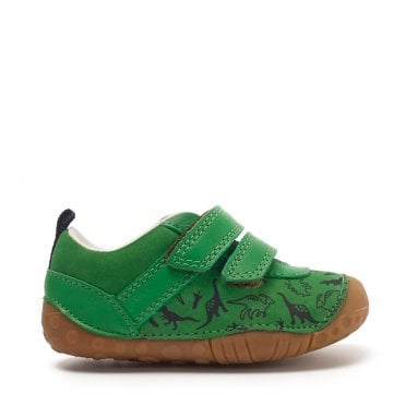 Roar Green nubuck/leather boys rip-tape pre-walkers