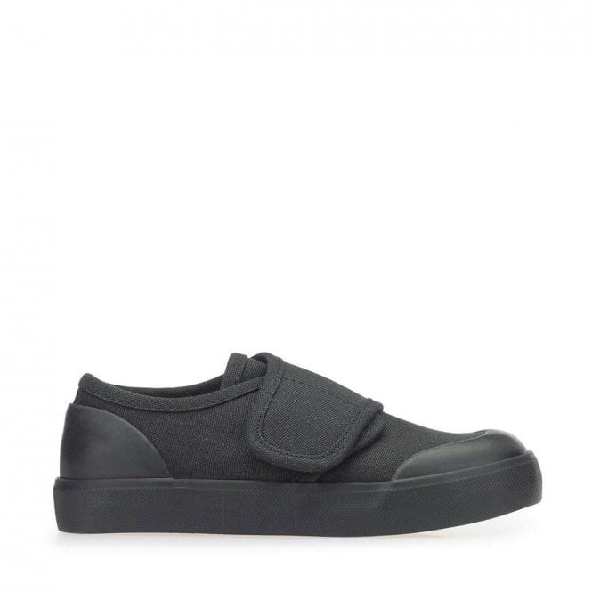 Start Rite Skip Black rip-tape canvas school plimsolls