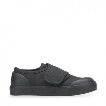 Skip Black rip-tape canvas school plimsolls