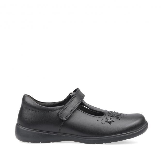 Start Rite Star Jump Black leather girls t-bar rip-tape school shoes