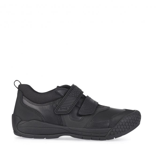 Start Rite Strike Black leather boys rip-tape school shoes