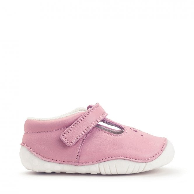 Start Rite Tumble Pale pink leather girls rip-tape t-bar pre-walkers
