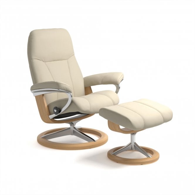 Stressless Consul Signature Base Batick Cream/Oak Wood