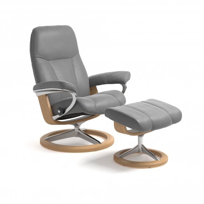 Stressless Consul Signature Base Batick Wild Dove/Oak Wood