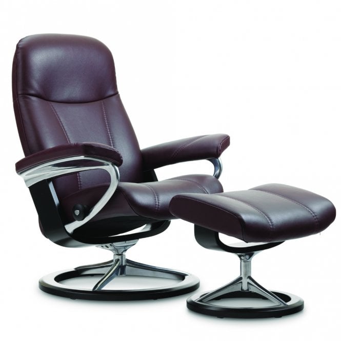 Stressless Consul Small Chair and Stool with Signature Base