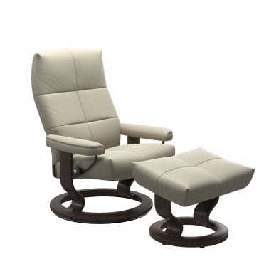 David Small Chair And Footstool With Classic Base