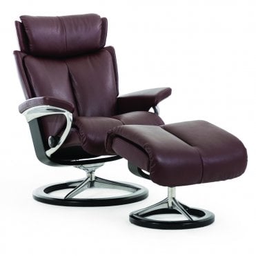Stressless Magic Small Chair and Stool with Signature Base