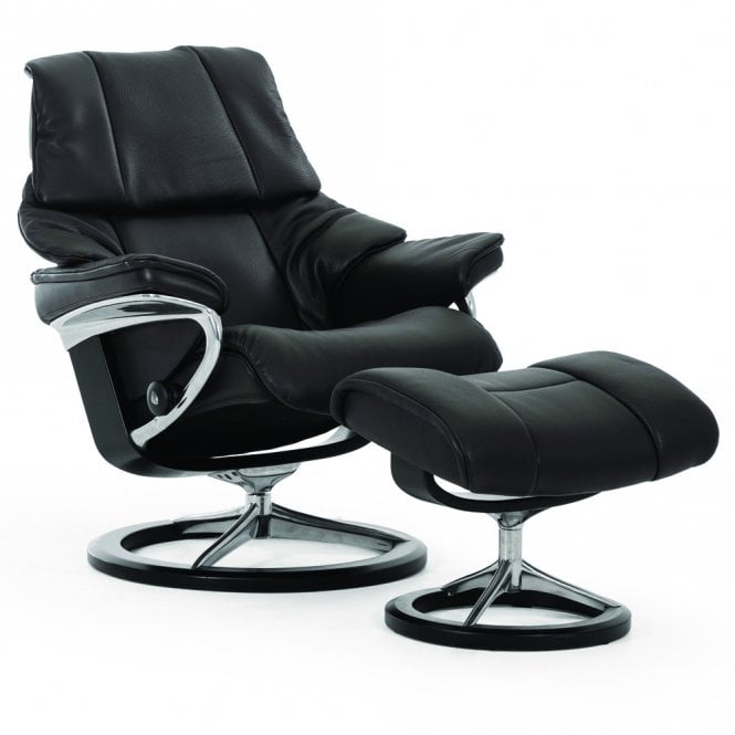 Stressless Reno Chair and Stool with Signature Base